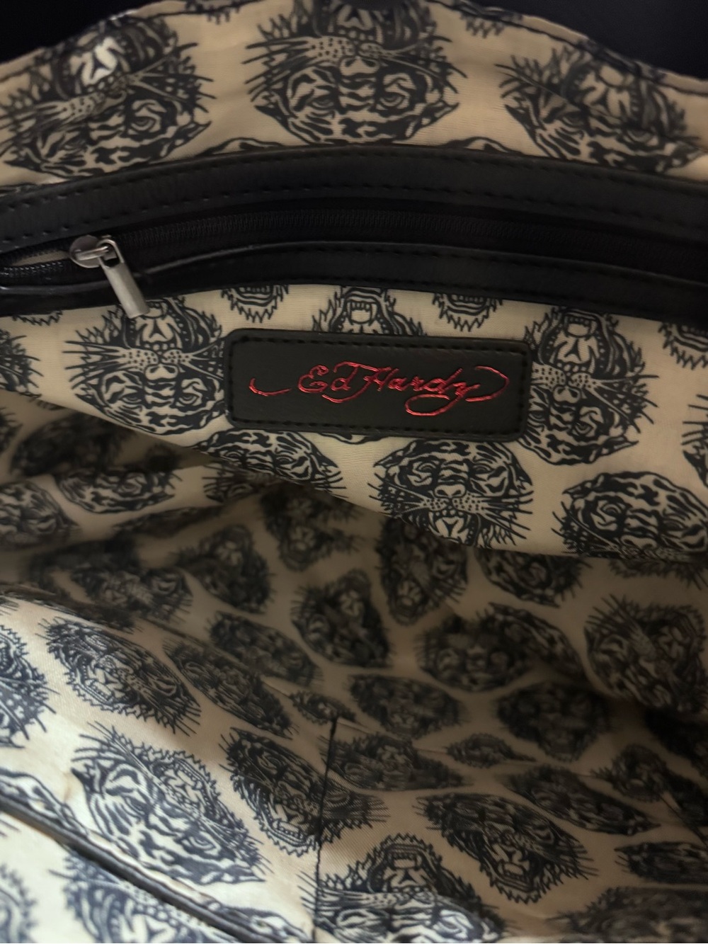 Ed Hardy Pink Floral Skull Tote Bag - Picture 6 of 7
